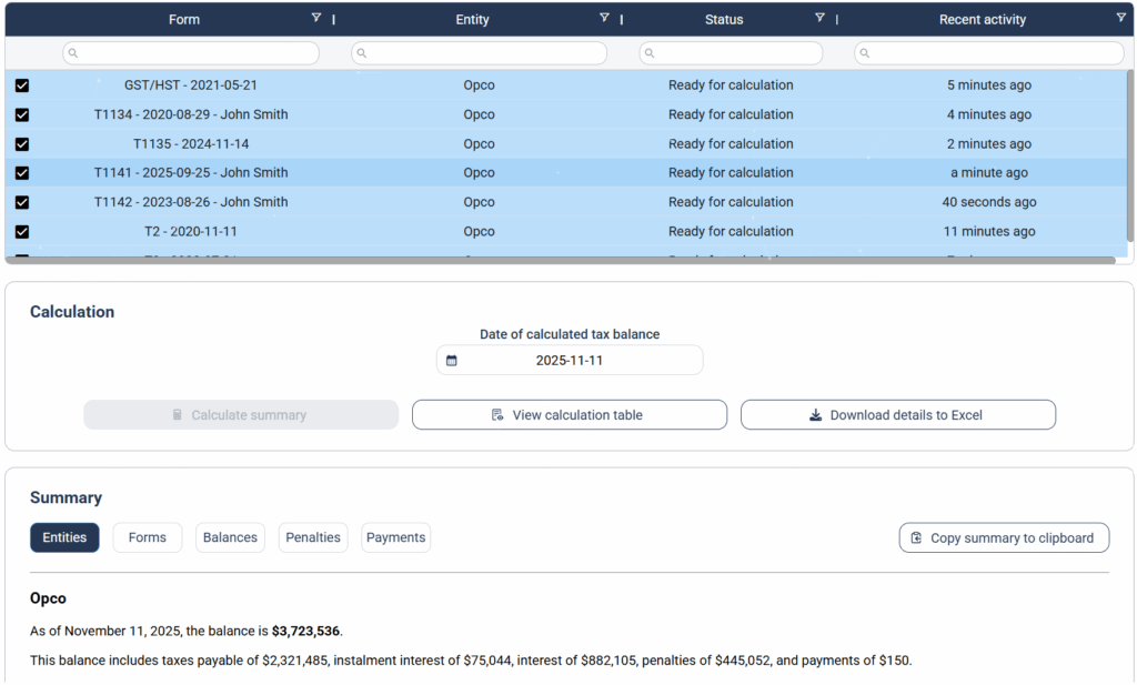 tax balance screenshot